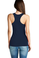 Active Basic Scoop Neck Basic Racerback Cotton Tank Top - Tops