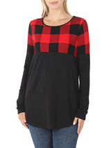 Plaid Colorblock Long Sleeve Shirt