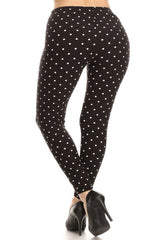 Black Polka Dot Graphic Lined Leggings leggings- Niobe Clothing