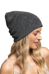 Solid Slouchy Knit Beanie Wide Wale