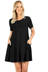 Short Sleeve Flared Straight Hem Tunic Tunics- Niobe Clothing