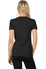 Womens Basic Cotton Crew Neck Short Sleeve Long Tee Shirt Tops- Niobe Clothing