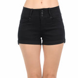 Wax Mid Rise Junior Push Up Denim Shorts - f_bottoms