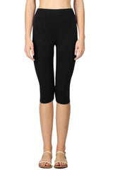 High Waist Seamless Cotton Capri Leggings leggings- Niobe Clothing