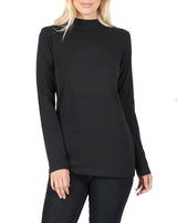 Womens Long Sleeve Cotton Mock Neck Top Tops- Niobe Clothing