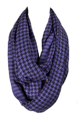 Niobe Clothing Soft Black/Blue Houndstooth Pattern Infinity Loop Scarf - Scarves