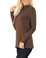 Womens Long Sleeve Cotton Mock Neck Top Tops- Niobe Clothing
