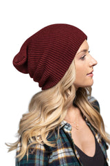 Solid Slouchy Knit Beanie Wide Wale