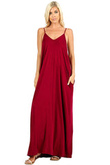 V-Neck Cami Spaghetti Strap Maxi Dress dress- Niobe Clothing