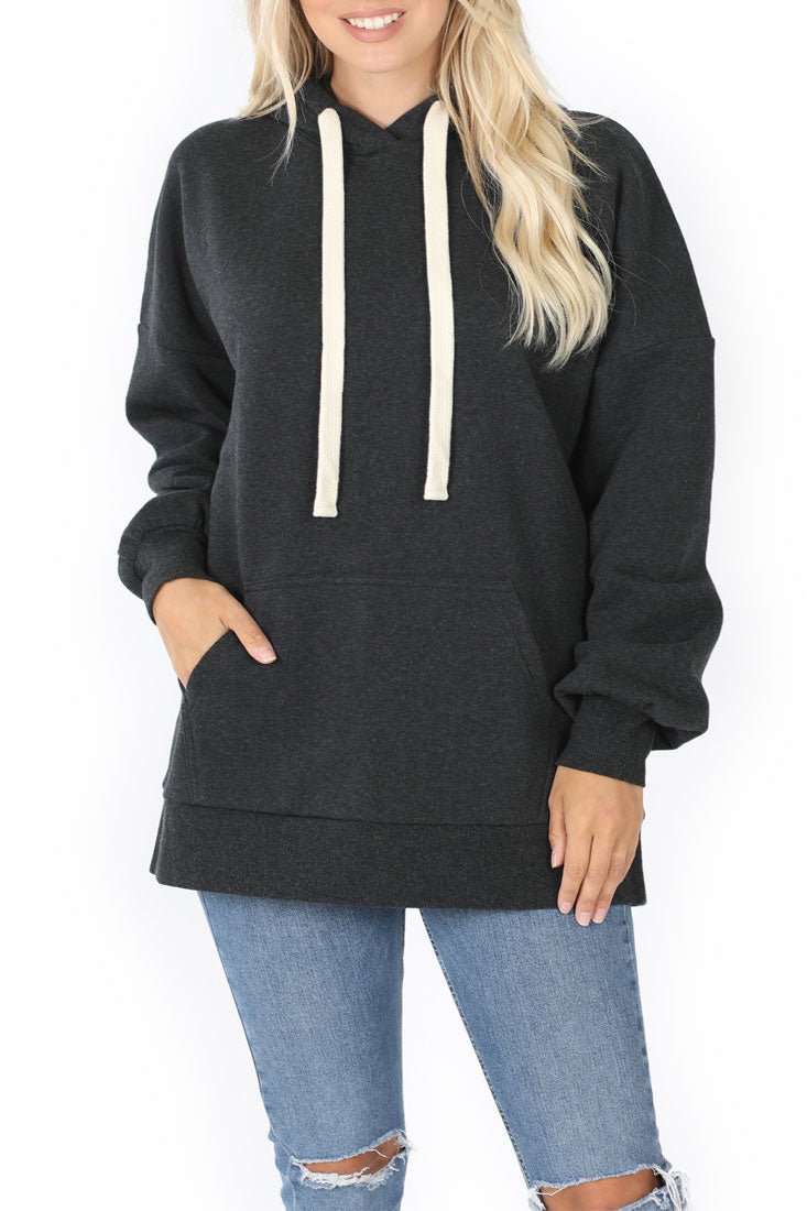 Zenana Basic Oversized Hooded Pullover Sweater - Hoodies sb_outerwear