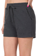 French Terry Drawstring Waist Shorts