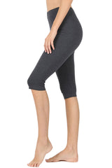 High Waist Seamless Cotton Capri Leggings leggings- Niobe Clothing