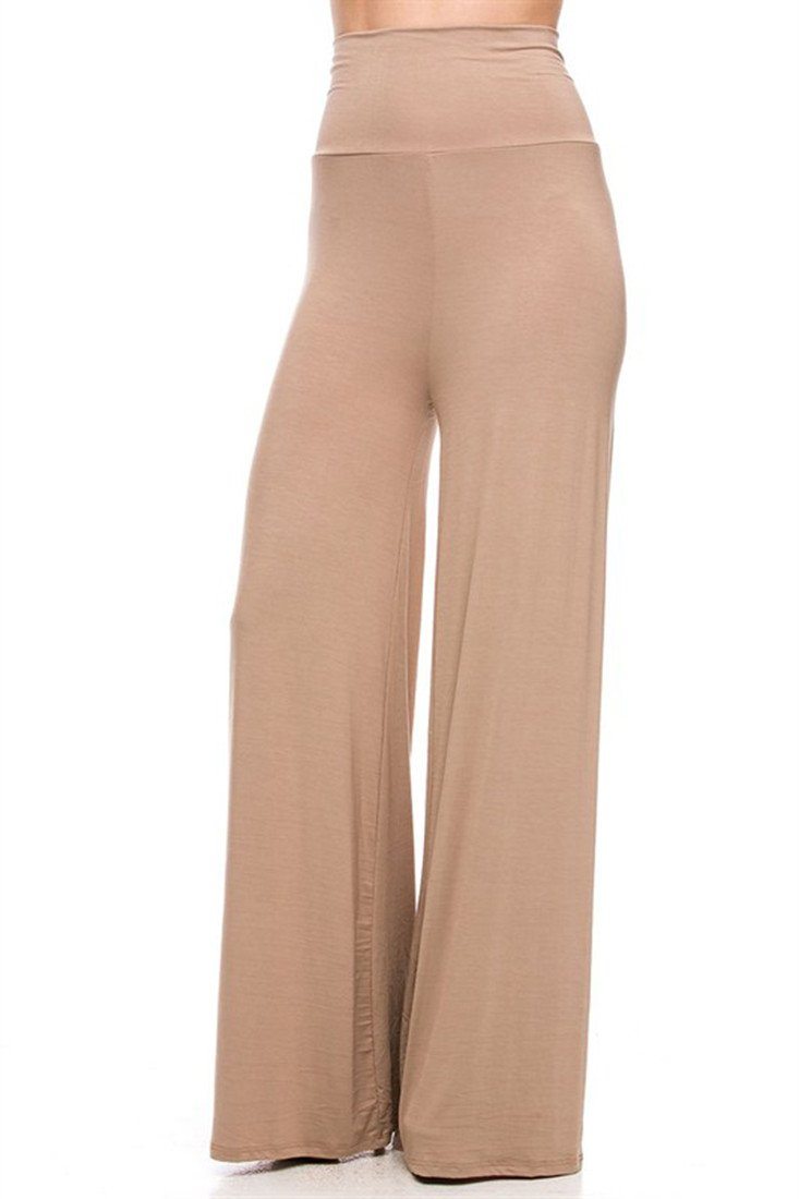 Superline Solid Modal Rayon High Waist Wide Leg Palazzo Pants - sb_bottoms