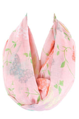 Soft Butterflies & Floral Pattern Infinity Loop Scarf Scarves- Niobe Clothing