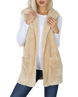 Sleeveless Faux Fur Hooded Vest Vest- Niobe Clothing