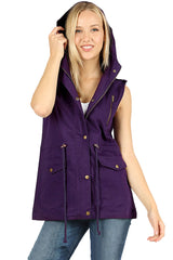 Sleeveless Utility Hoodie Military Vest Cardigans- Niobe Clothing