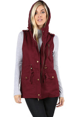 Sleeveless Utility Hoodie Military Vest Cardigans- Niobe Clothing