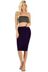 High Waist Fitted Midi Pencil Skirt Skirts- Niobe Clothing