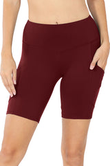 High Waist Active Biker Running Yoga Shorts w/ Pockets