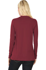 Womens Long Sleeve Cotton Mock Neck Top Tops- Niobe Clothing