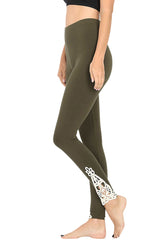 Cotton Full Length Ankle Lace Leggings leggings- Niobe Clothing