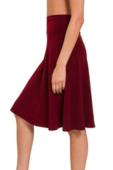 High Waist Fold Over A-Line Flared Midi Swing Skirt