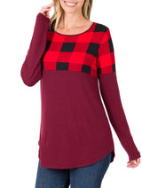 Plaid Colorblock Long Sleeve Shirt