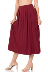 High Waist Pleated Midi Skirt