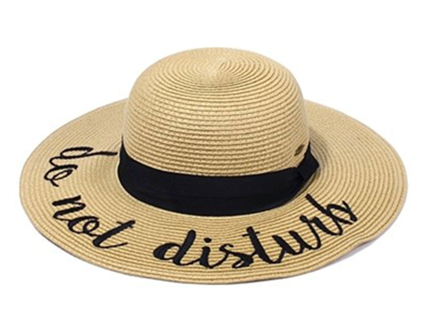 C.C. Embroidered Floppy Sun Straw Hat - Hats