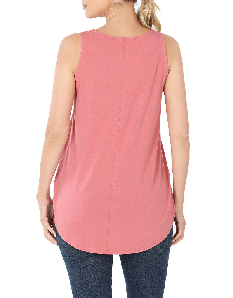 Zenana Cotton Sleeveless Round Neck Tank Top - Tank Tops sb_tops
