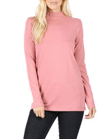 Womens Long Sleeve Cotton Mock Neck Top Tops- Niobe Clothing