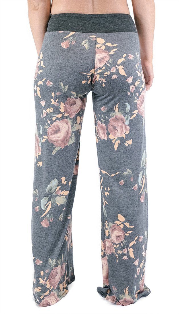 12Pm Mon Ami Charcoal Roses Casual Lounge Pants - f_bottoms