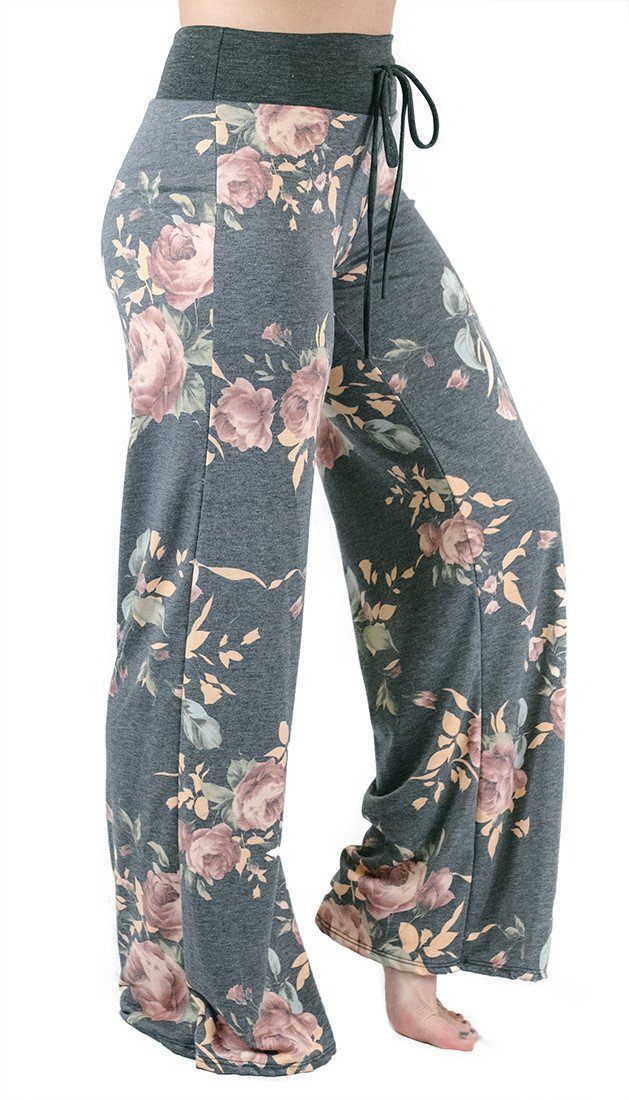 12Pm Mon Ami Charcoal Roses Casual Lounge Pants - f_bottoms