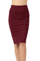 High Waist Fitted Midi Pencil Skirt Skirts- Niobe Clothing