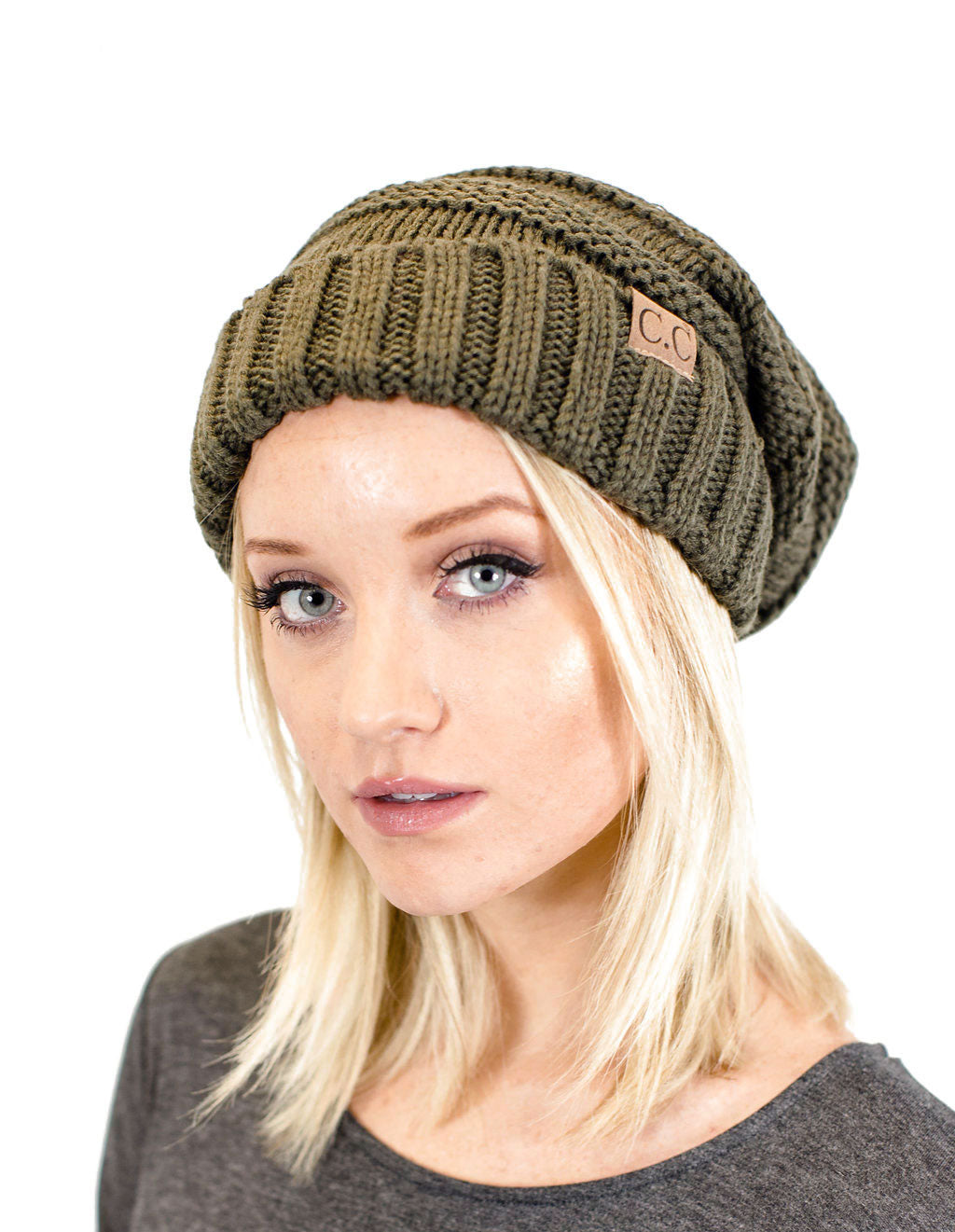 Unisex Solid Oversized Slouchy Knit Beanie