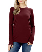 Womens Cotton Long Sleeve Crew Neck Shirt Tops- Niobe Clothing