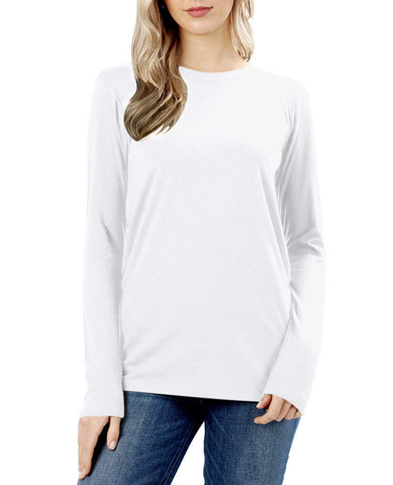 Zenana Cotton Long Sleeve Crew Neck Shirt - Shirts sb_tops