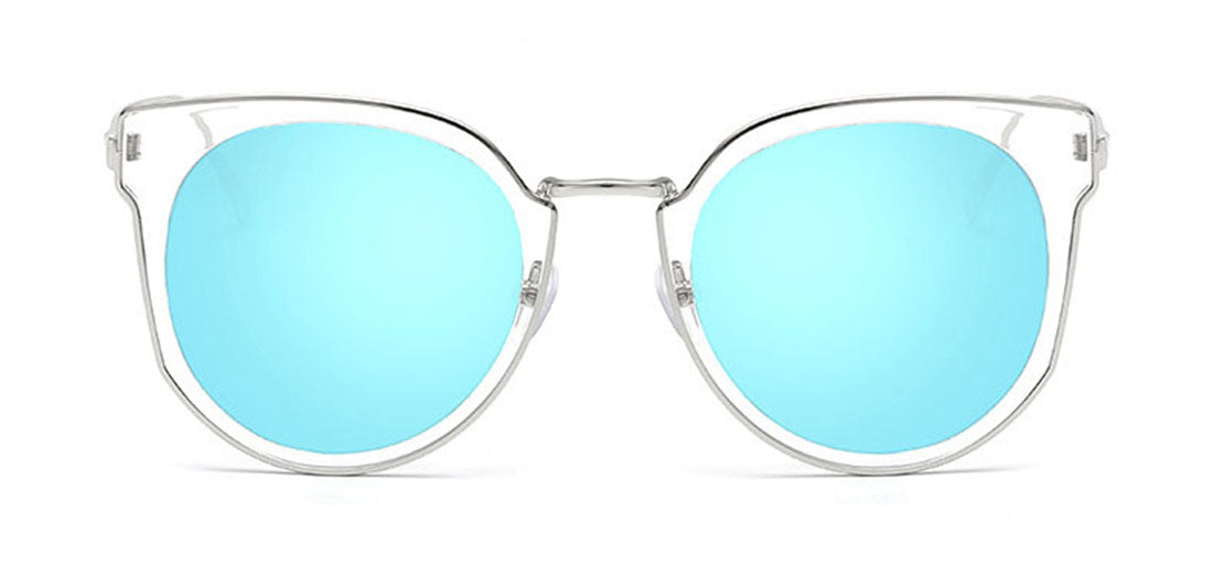 Niobe Clothing Oversized "Katherine" Cat Eye Sunglasses in Silver Frame - Sunglasses