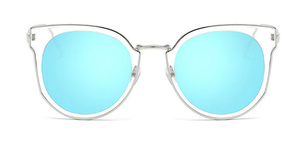 Oversized "Katherine" Cat Eye Sunglasses in Silver Frame Sunglasses- Niobe Clothing