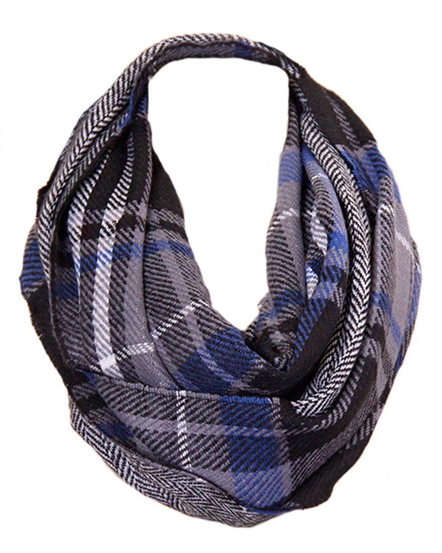 Niobe Clothing Soft Classic Checkered Plaid Infinity Loop Scarf - Scarves