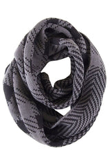 Soft Classic Grey Chevron Pattern Infinity Loop Scarf Scarves- Niobe Clothing