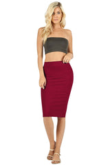 High Waist Fitted Midi Pencil Skirt Skirts- Niobe Clothing