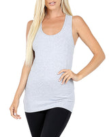Basic Solid Cotton Racerback Tank Top Tops- Niobe Clothing