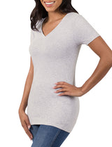 Cotton V-Neck Short Sleeve Long Tee Shirt