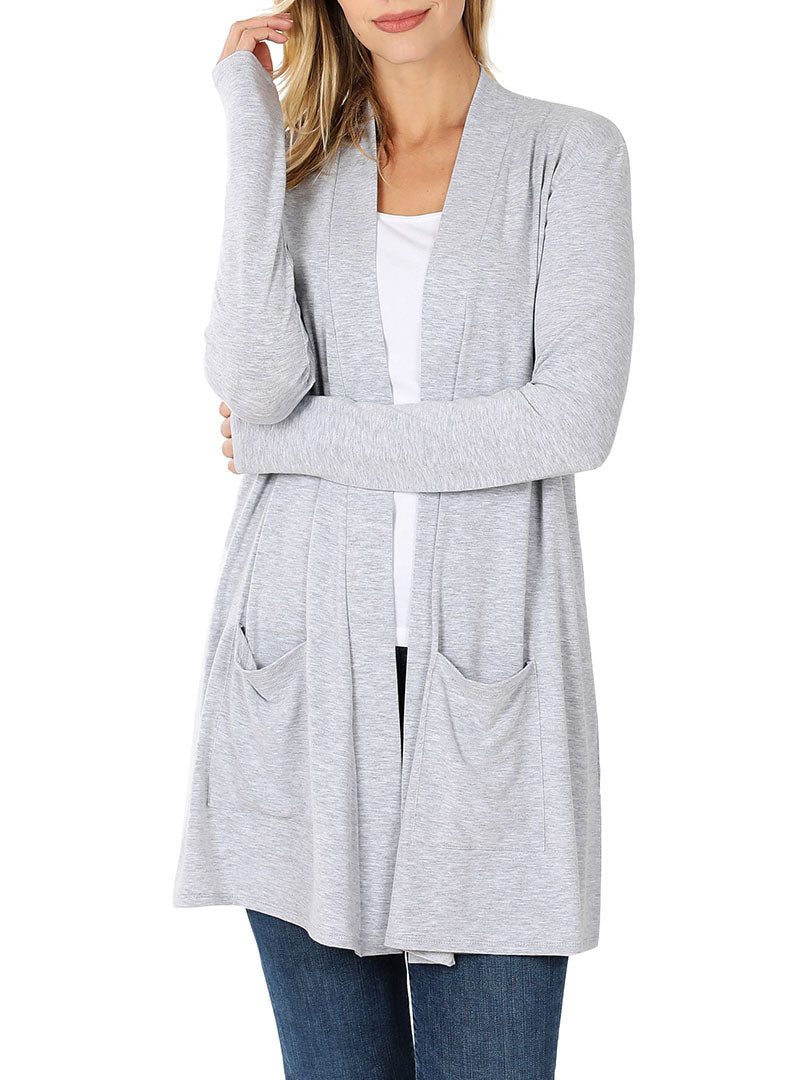 Zenana Long Sleeve Draped Slouchy Cardigan - Cardigans sb_outerwear