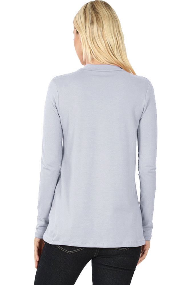 Zenana Cotton Long Sleeve Mock Neck - Shirts sb_tops