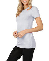 Womens Basic Cotton Crew Neck Short Sleeve Long Tee Shirt Tops- Niobe Clothing
