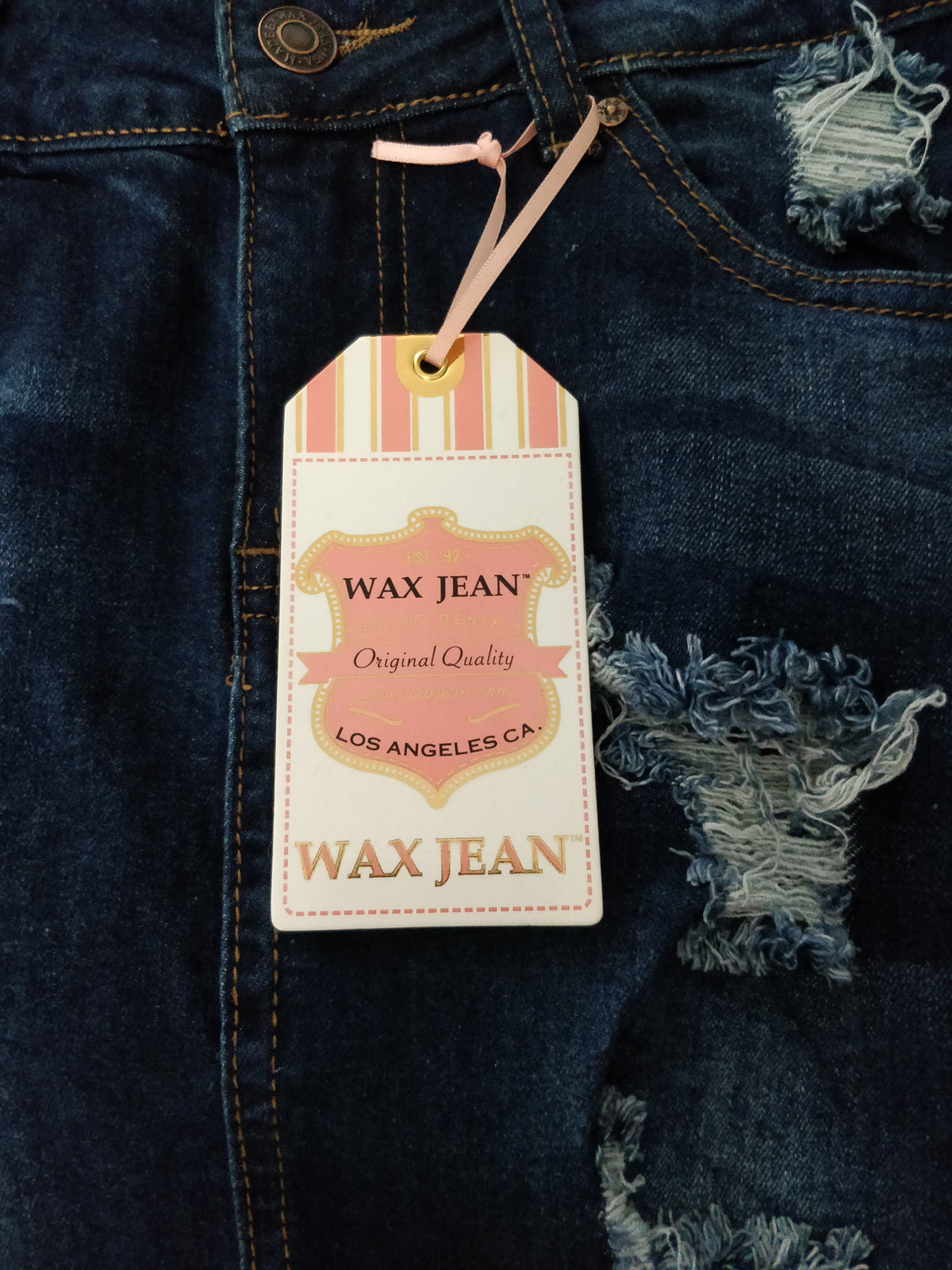 Wax Destruction Frayed Hem Distressed Denim Skirt - Skirts f_bottoms