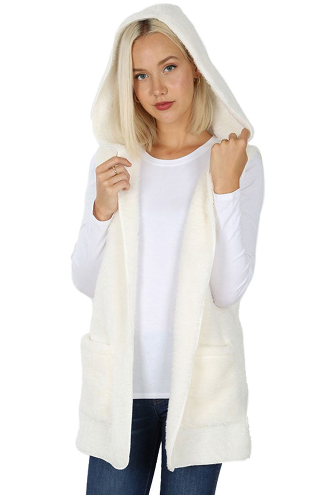 Zenana Sleeveless Faux Fur Hooded Vest - sb_outerwear