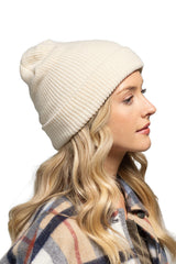 Solid Slouchy Knit Beanie Wide Wale